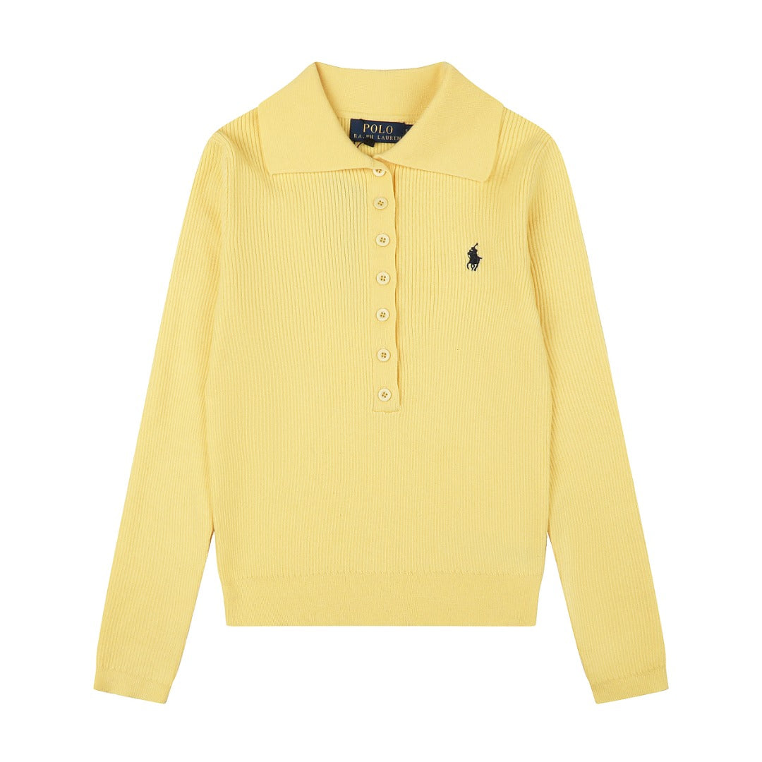 Ralph Lauren Kadın Yarım Düğmel Fitilli Pamuklu Kazak / 26'S