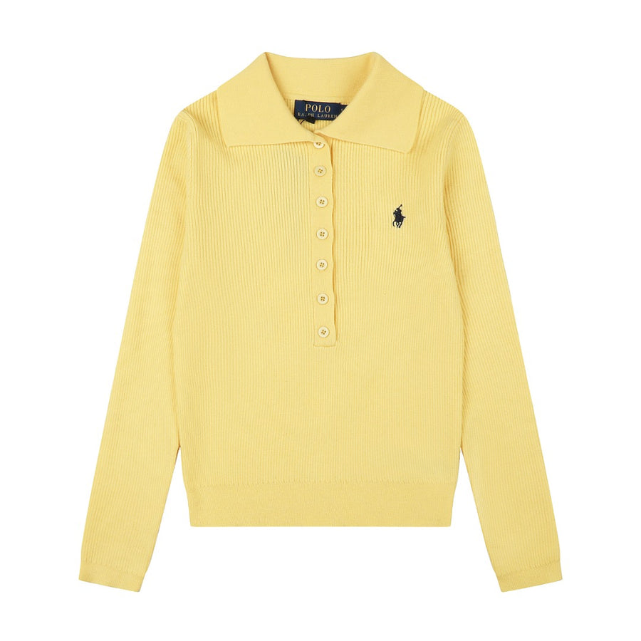 Ralph Lauren Kadın Yarım Düğmel Fitilli Pamuklu Kazak / 26'S