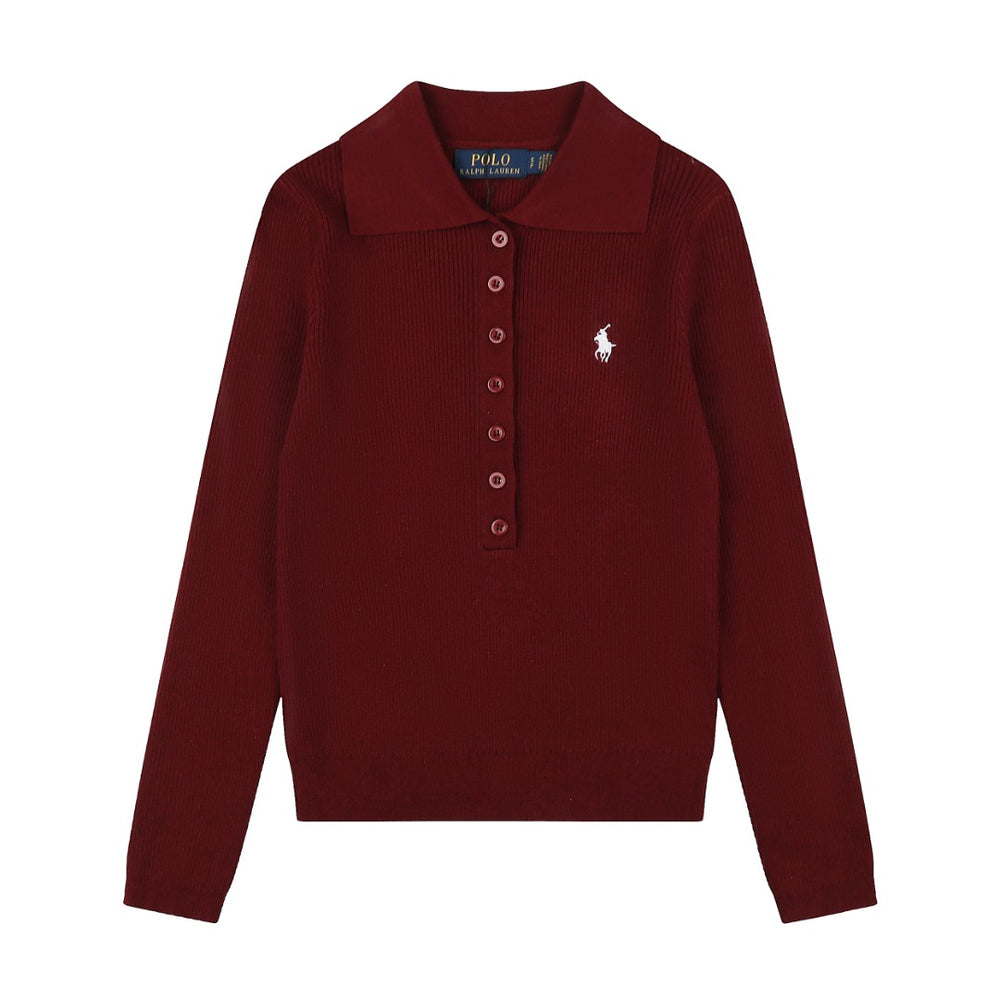 Ralph Lauren Kadın Yarım Düğmel Fitilli Pamuklu Kazak / 26'S