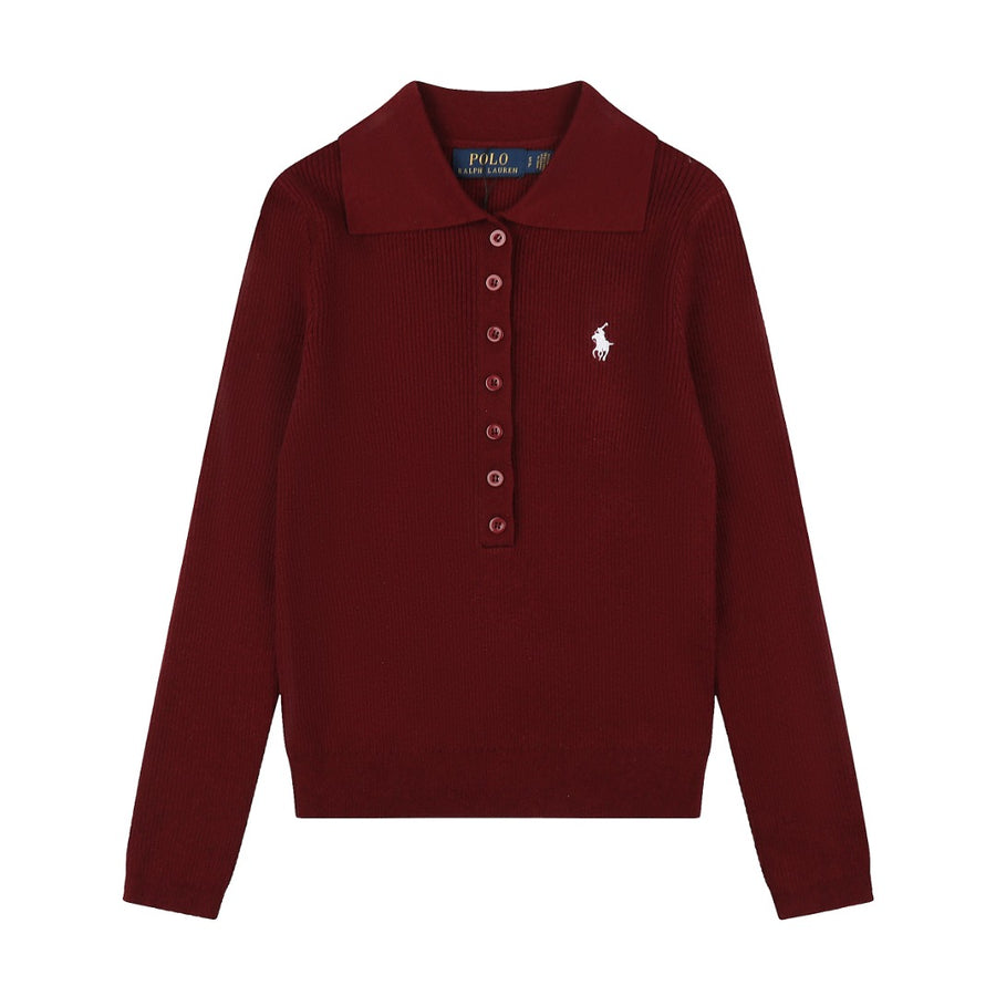 Ralph Lauren Kadın Yarım Düğmel Fitilli Pamuklu Kazak / 26'S