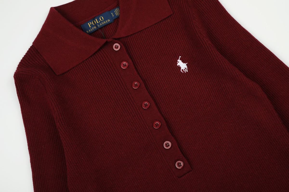 Ralph Lauren Kadın Yarım Düğmel Fitilli Pamuklu Kazak / 26'S
