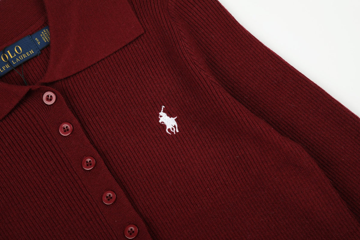 Ralph Lauren Kadın Yarım Düğmel Fitilli Pamuklu Kazak / 26'S