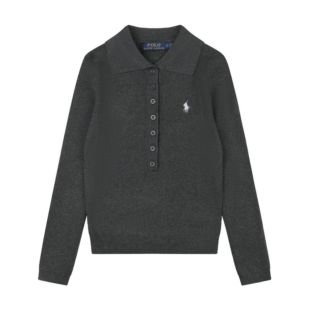 Ralph Lauren Kadın Yarım Düğmel Fitilli Pamuklu Kazak / 26'S