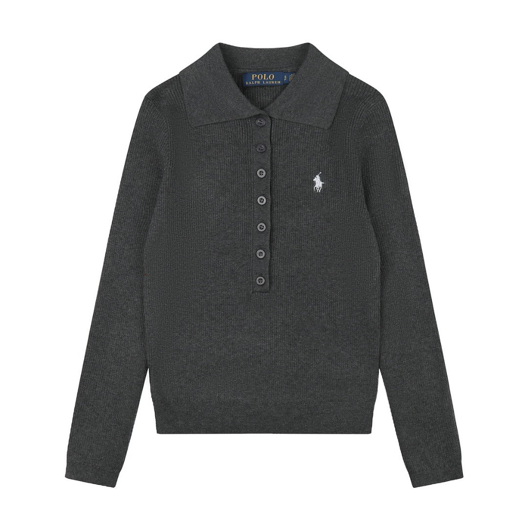 Ralph Lauren Kadın Yarım Düğmel Fitilli Pamuklu Kazak / 26'S