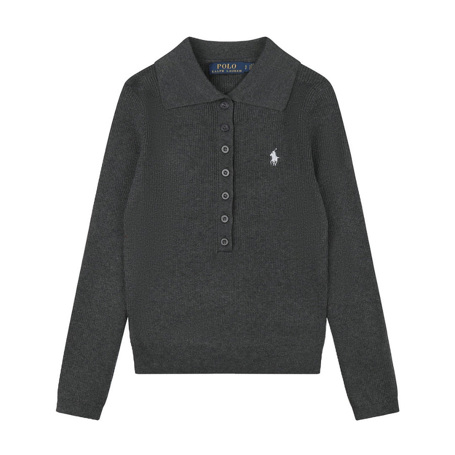 Ralph Lauren Kadın Yarım Düğmel Fitilli Pamuklu Kazak / 26'S