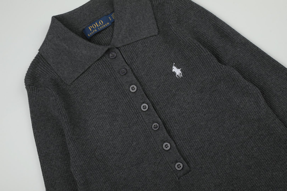 Ralph Lauren Kadın Yarım Düğmel Fitilli Pamuklu Kazak / 26'S