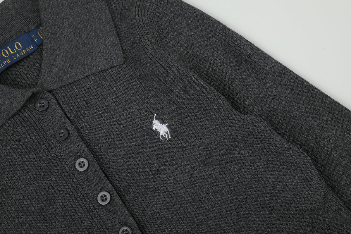 Ralph Lauren Kadın Yarım Düğmel Fitilli Pamuklu Kazak / 26'S